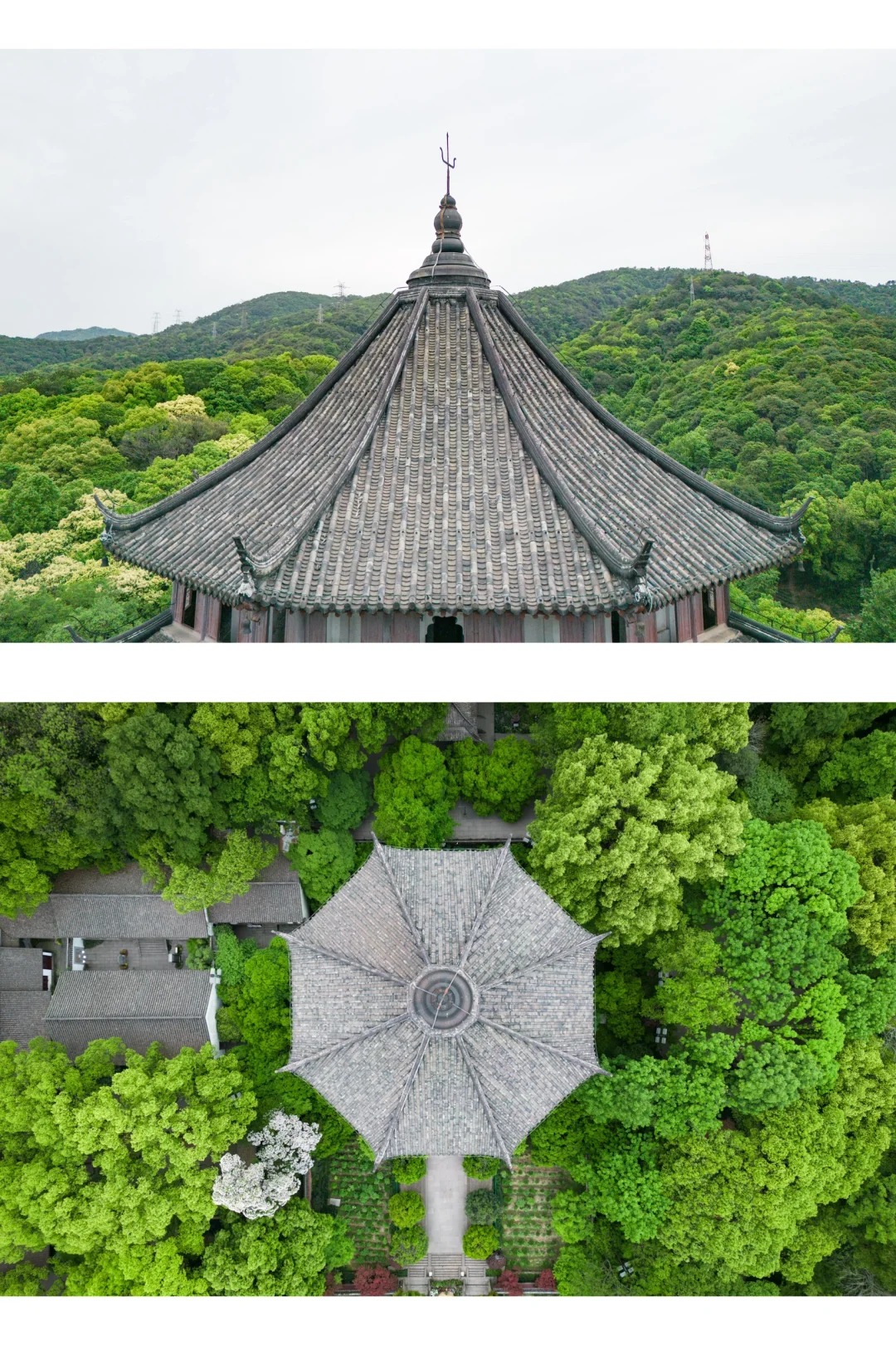 Kiến tr&uacute;c gỗ v&agrave; gạch cổ điển của th&aacute;p Lục H&ograve;a.
