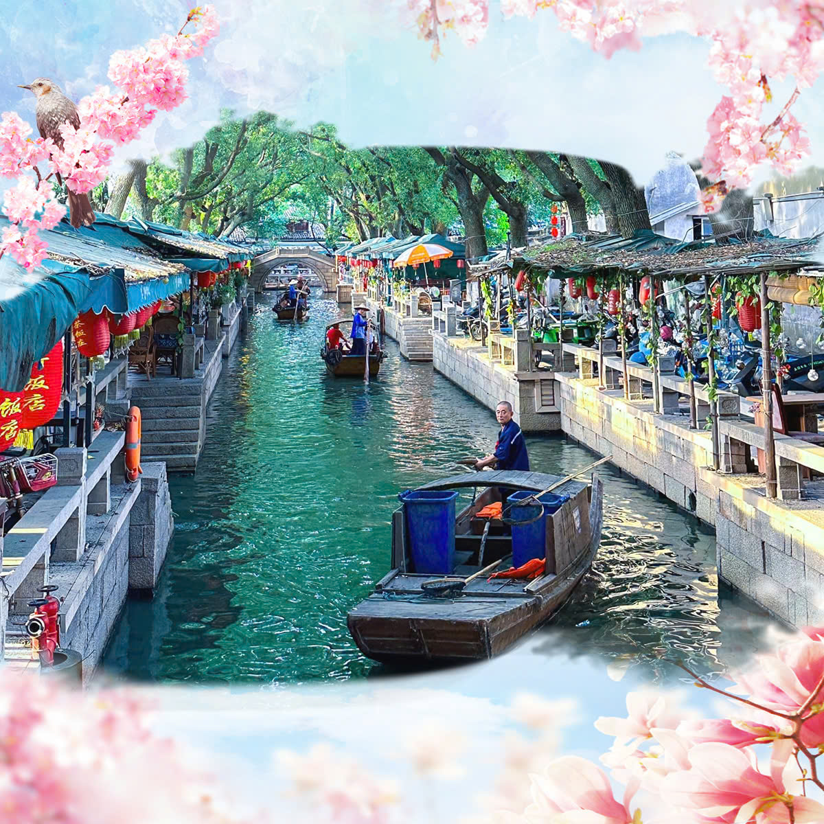 Bến Thượng Hải về đêm, nơi ánh đèn lung linh phản chiếu trên mặt nước tạo nên vẻ đẹp huyền ảo.