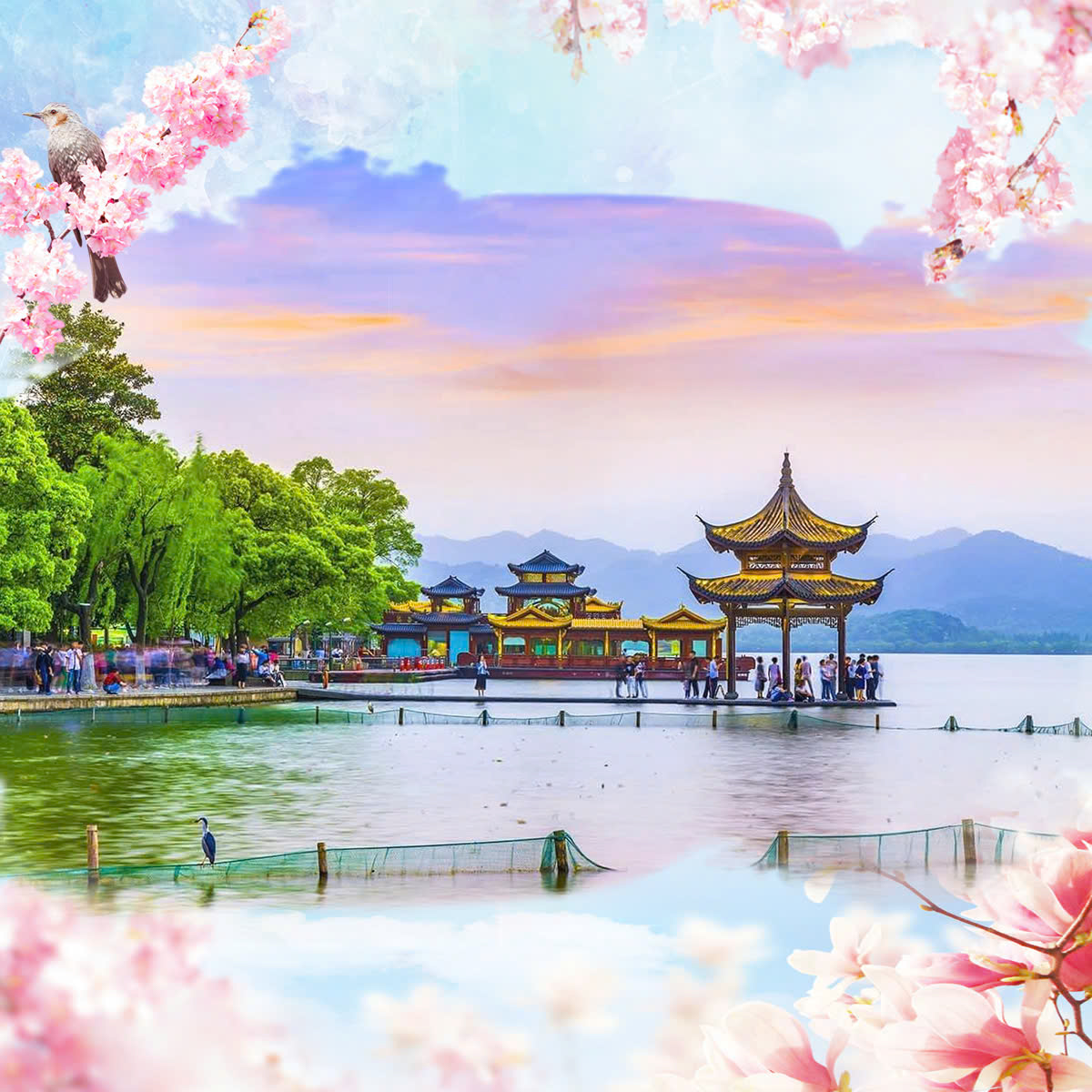 Bến Thượng Hải về đêm, nơi ánh đèn lung linh phản chiếu trên mặt nước tạo nên vẻ đẹp huyền ảo.