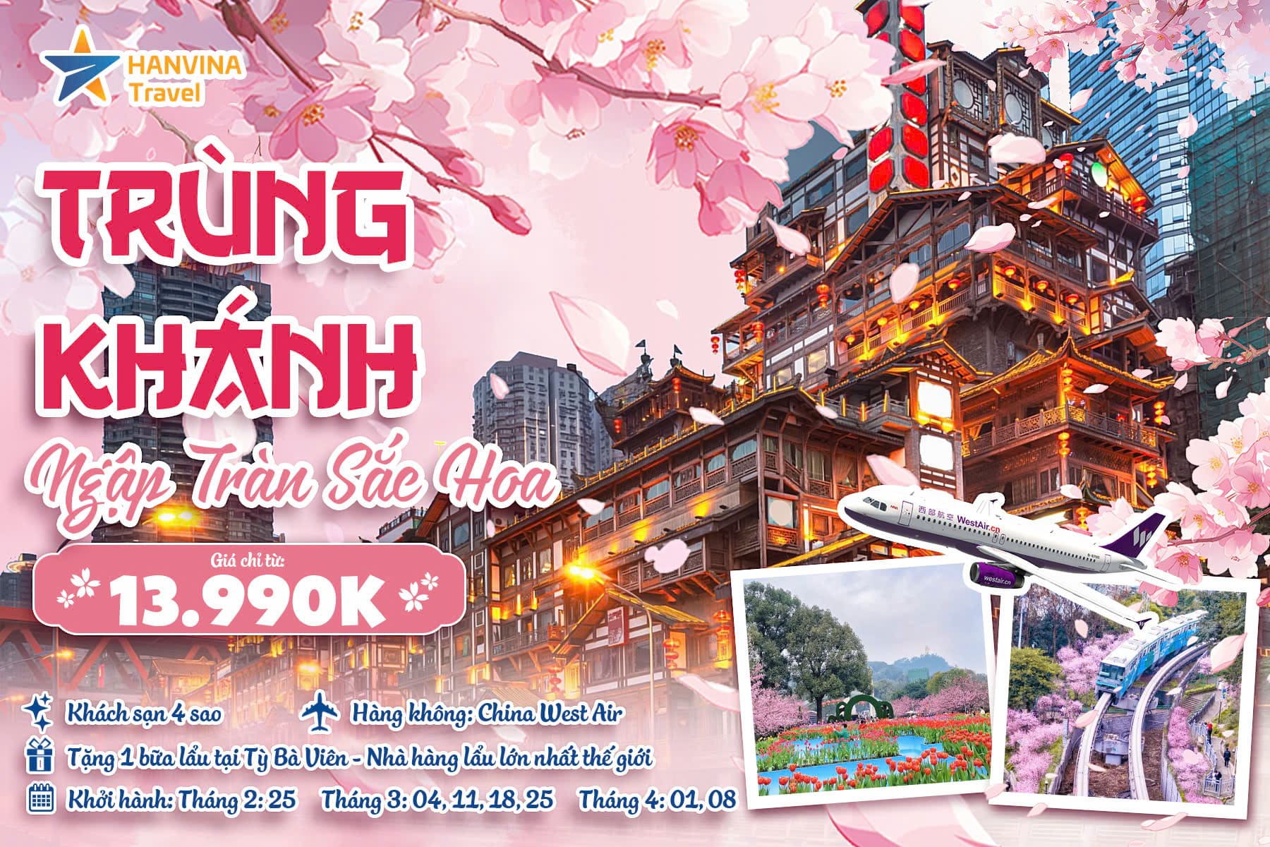Trùng Khánh mùa hoa đào – Thành phố rực rỡ sắc hoa đào, tạo nên phong cảnh đẹp mê hồn